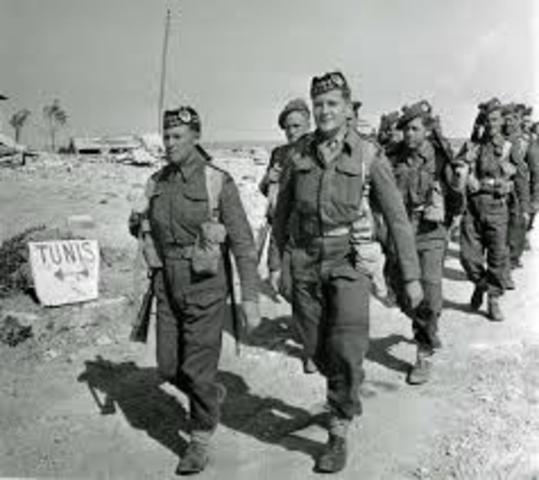 1943 British and US forces defeat German and Italian armies in North Africa