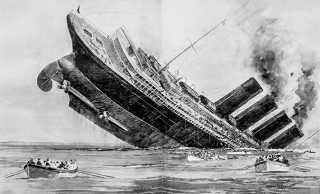 Lusitania is shot down