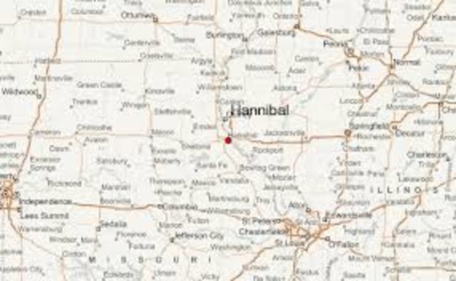 se mudo a Hannibal un pueblo ribereño del mississippi