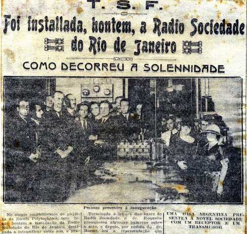 ABRIL, 1923 FUNDAÇÃO DA RÁDIO SOCIEDADE DO RIO DE JANEIRO