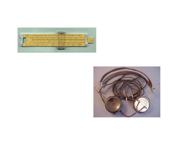 AURICULARES, REPRODUCTORES DE CINTA MAGNÉTICA Y REGLA DE CÁLCULO