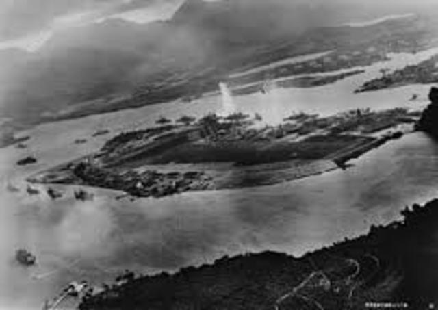 Pearl Harbor in Hawaii attacked by Japanese Naval and Air Forces, US declares war on Japan, Germany and Italy declare war on the US
