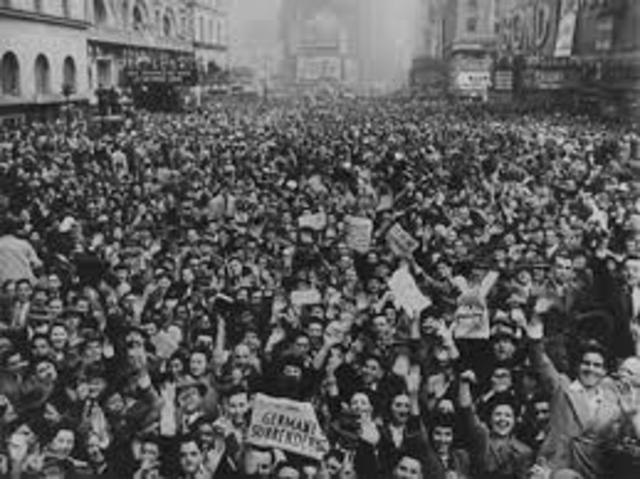 V-E day, war ends in Europe