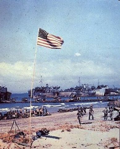 U.S Sixth Army invades Lingayen gulf on Luzon in the Philippines
