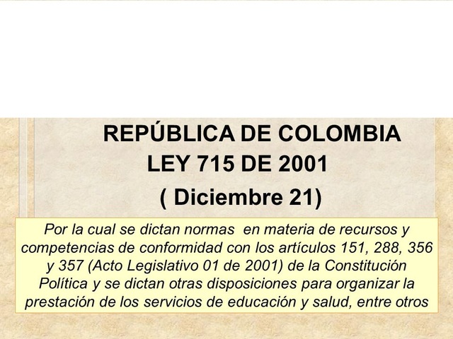 LEY 715 DE 2001