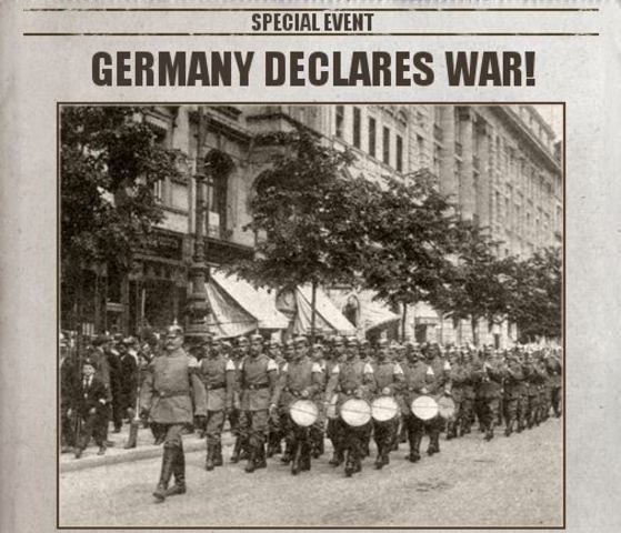 Germany declares war on France, invades Belgium