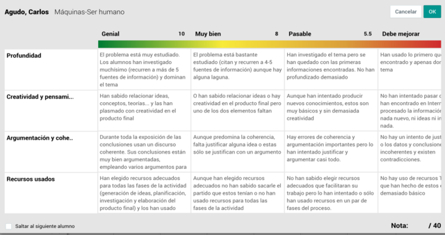 Evaluación de Gymkana