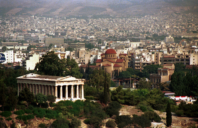 Construcción de Agora en Atenas