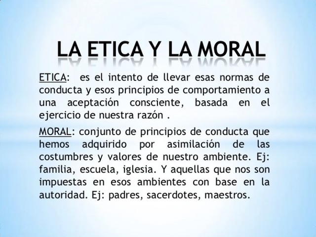 RELACION ETICA -  MORAL
