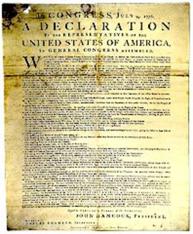 La déclaration d’indépendance le 4 juillet 1776