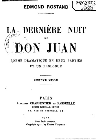 "La dernière nuit de Don Juan."