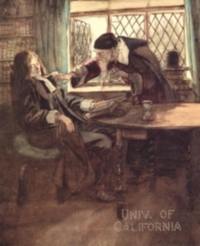 Chillingsworth Sees Dimmesdale's A engraved on his chest.