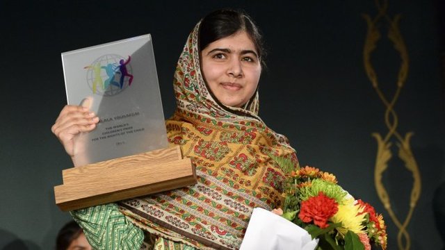 Malala receives the Nobel Peace prize.