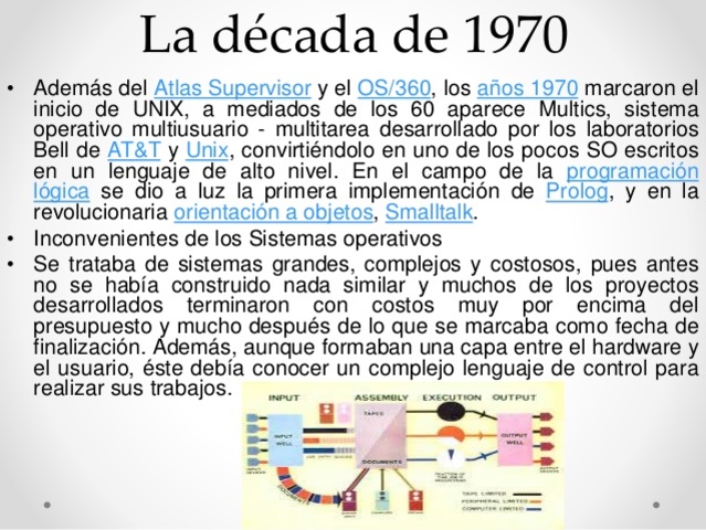 La década de 1970 Sistemas operativos desarrollados