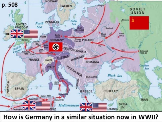 V-E day. War ends in Europe.