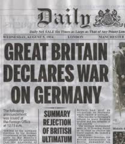 The United Kingdom declares war on Germany