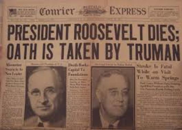 FDR dies, Harry S. Truman becomes President