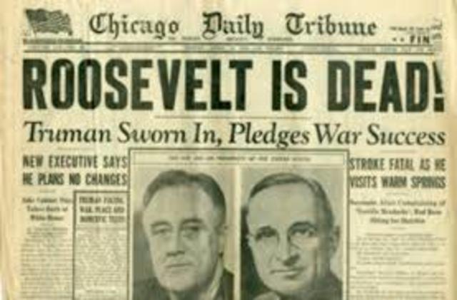 FDR dies, Harry S. Truman becomes President