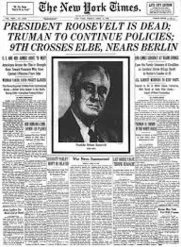 FDR dies, Harry S. Truman becomes President