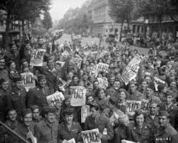 V-J Day, Japan surrenders to Allied Forces