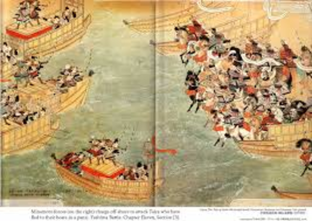 Taira defeated at dannoura (dan no ura)