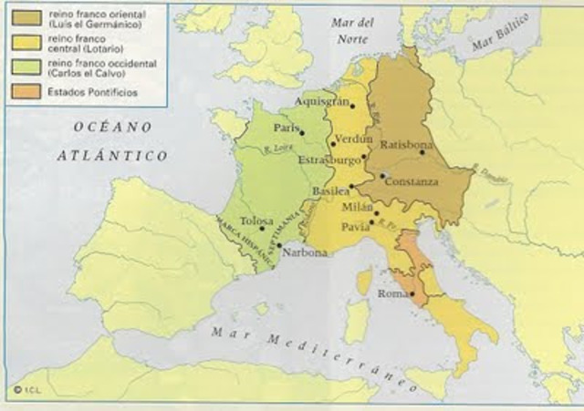 Tratado de Verdún. El Imperio Carolingio se divide definitivamente