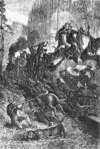 Le train à New York est attaqué par des Indiens