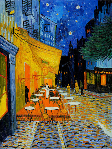 Painted Cafe Terrace at Night