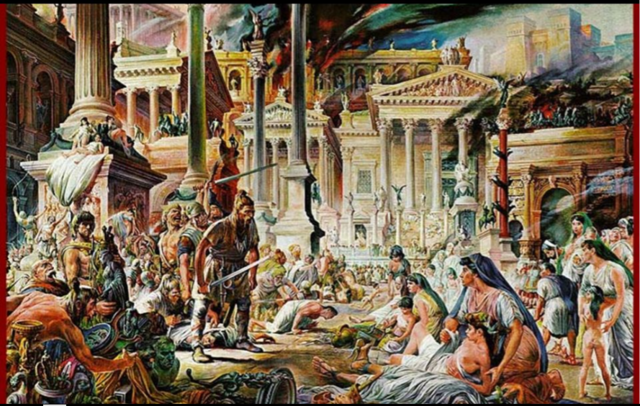 The Roman Empire divides in half