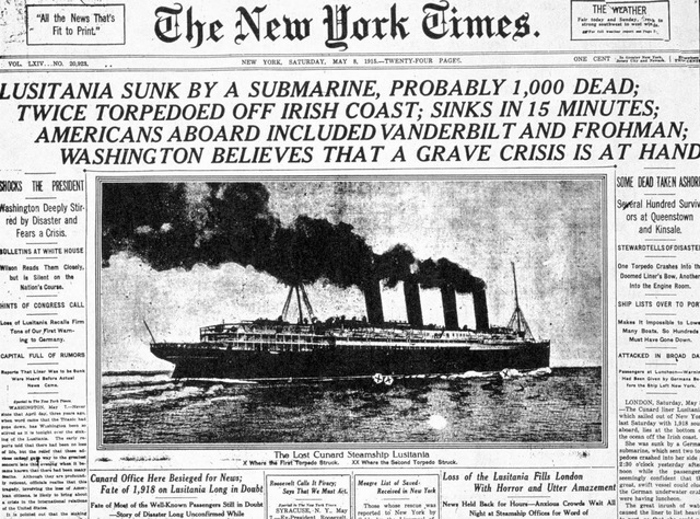 Sinking of British liner Lusitania
