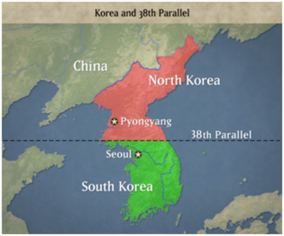 Korea Divided At 38th Parallel
