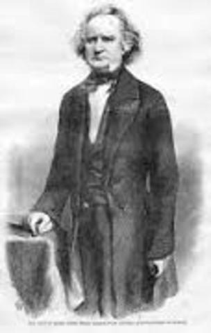 Too ill to deliver his prepared text to the Senate against Clay's plan, John C. Calhoun listens as Virginia Senator James M. Mason reads the text for him.