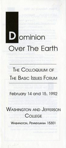 The Basic Issues Forum: Dominion Over the Earth