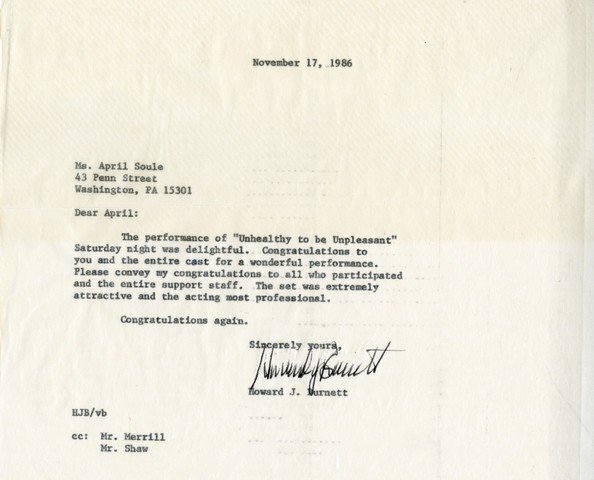 A Letter from the President Burnett