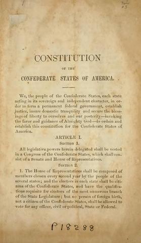 In Montgomery, AL, the Confederate Congress adopted the Constitution of the Confederate States of America, written primarily by T.R.R. Cobb and Robert Toombs.