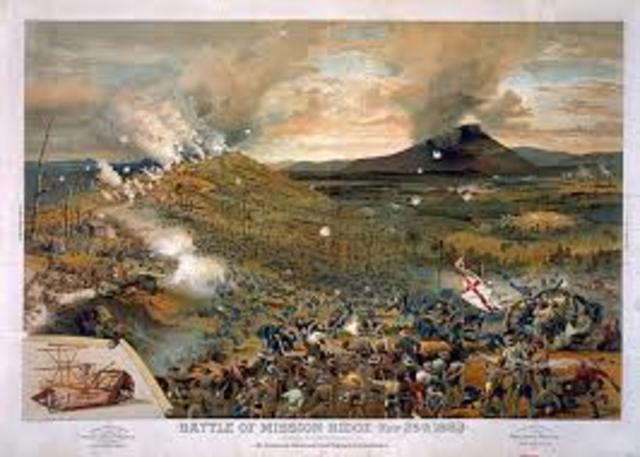 The Battle of Lookout Mountain took place, in which Union forces launched an assault up the moutain’s steep slopes. During the battle (also known as the Battle Above the Clouds), there was fierce fighting by both sides.
