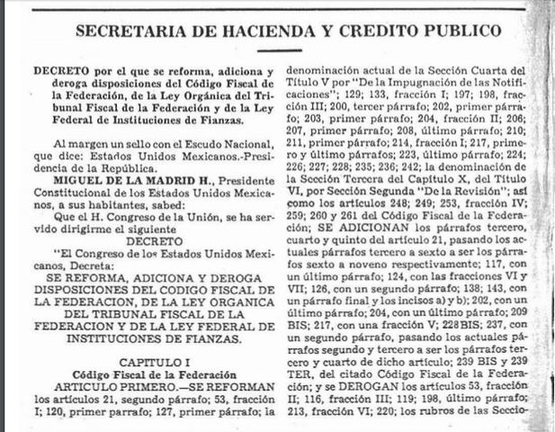 MODIFICACIÓN DEL CÓDIGO FISCAL Y LA LEY ORGÁNICA DEL TRIBUNAL