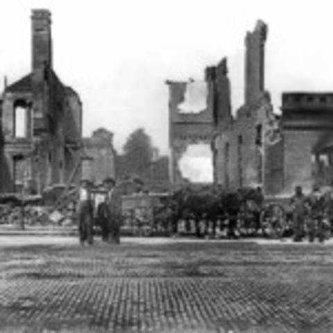 Riots destroy buildings