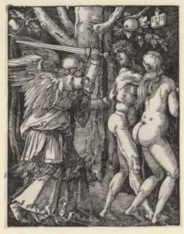 Saksamaa Paradiisist väljaajamine. Puulõikesarjast ,,Väike Passioon''