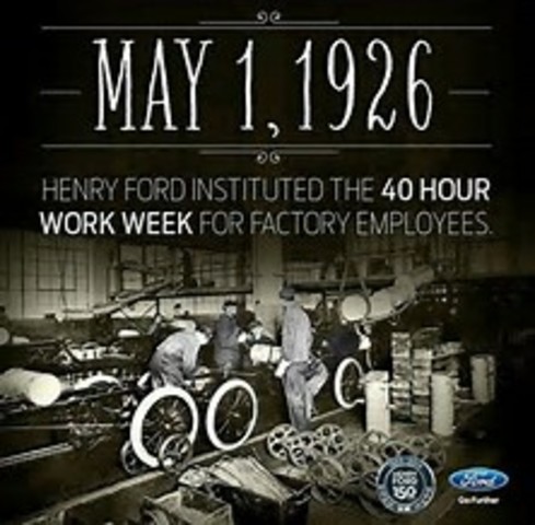 Henry Ford announces 40 hour work week