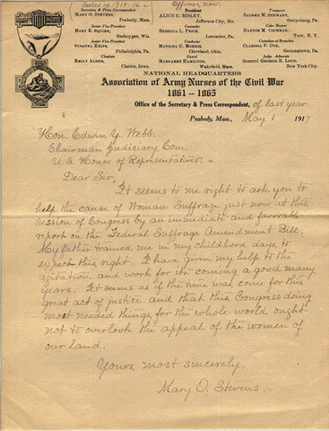 Civil War Army Nurses Letter