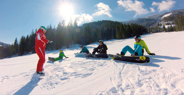 First snowboarding instruction classes
