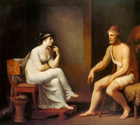 The suitors try to pursue his wife Penelope