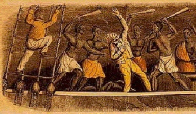 John Quincy defends the slaves of the ship, Amistad