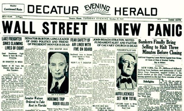 El martes negro: caída de la bolsa de Nueva York, EEUU