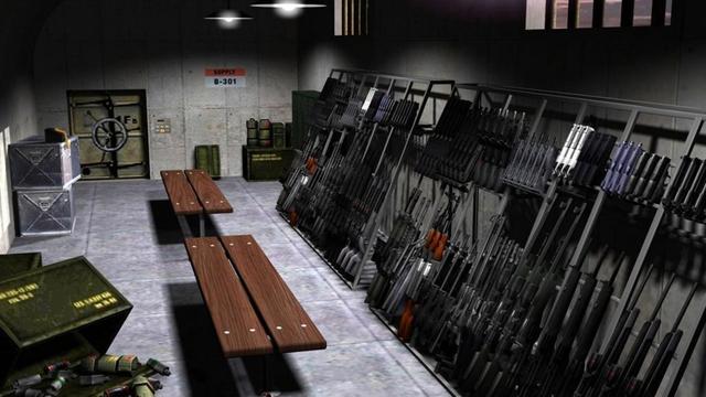 John and Jenny receive a tour of a Congolese armory.