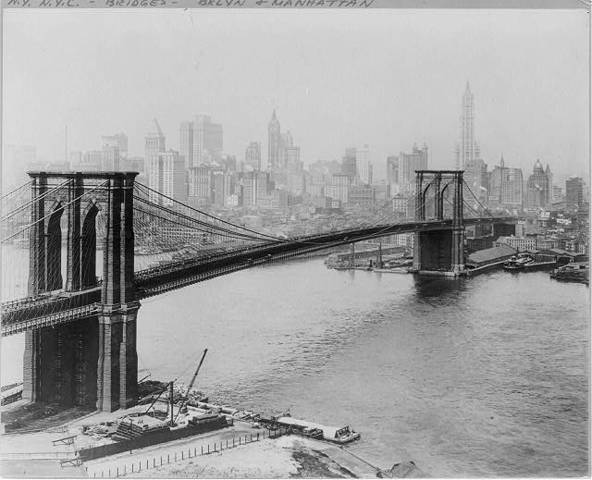 The Brooklyn Bridge opens