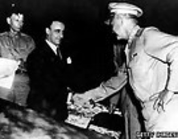 1943 July - Italy surrenders, Mussolini dismissed as Prime Min