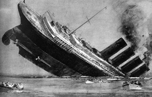 The Lusitania is sunk