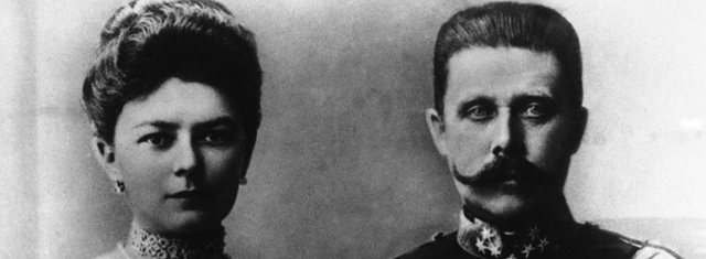 The assassination of Archduke Franz Ferdinand and his wife, Sophie